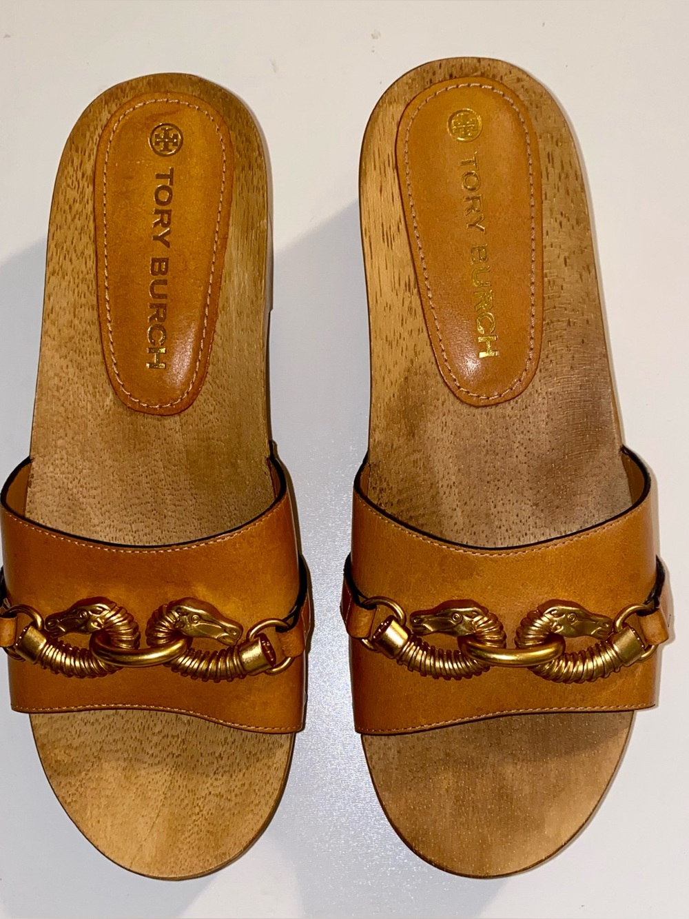Tory Burch Jessa Wood Clog Slip-On Sandals As New Sz 9 $368